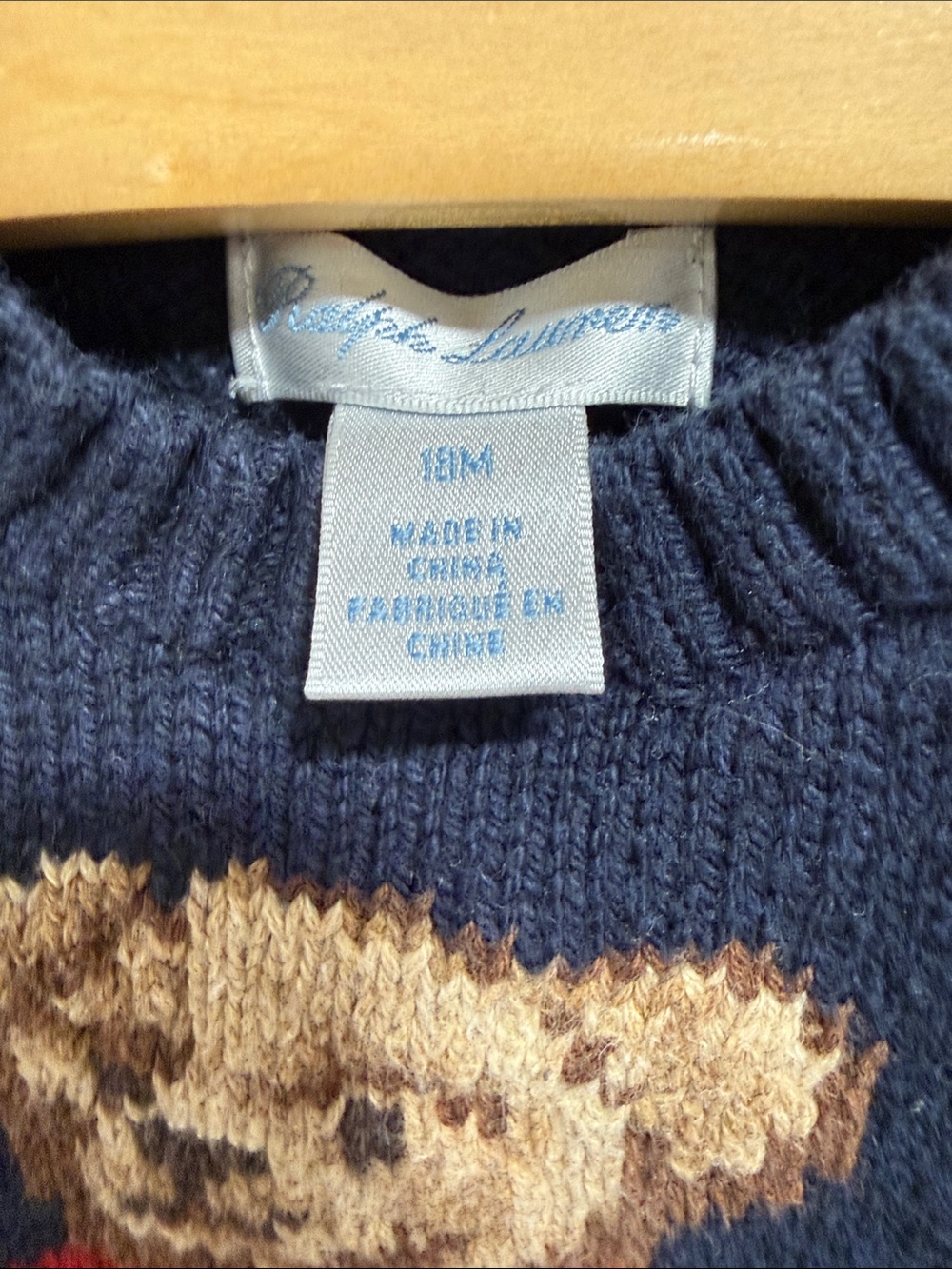 Ralph Lauren Navy Knit Sweater with Red Polo Bear - Picture 2 of 3